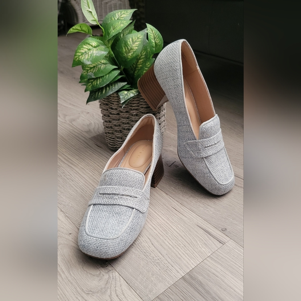 Kelly & Katie Payln Linen/Cloth Gray Loafers with 2" Heel, Women's US 7.5, EU 38 - Picture 2 of 13